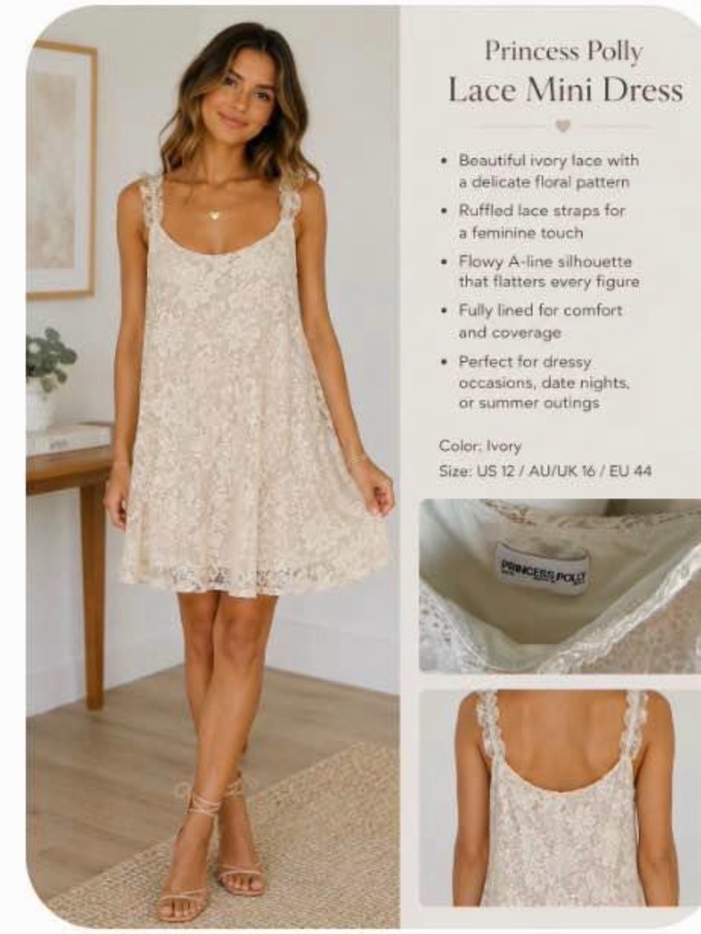 Princess Polly Lace Dress size 12